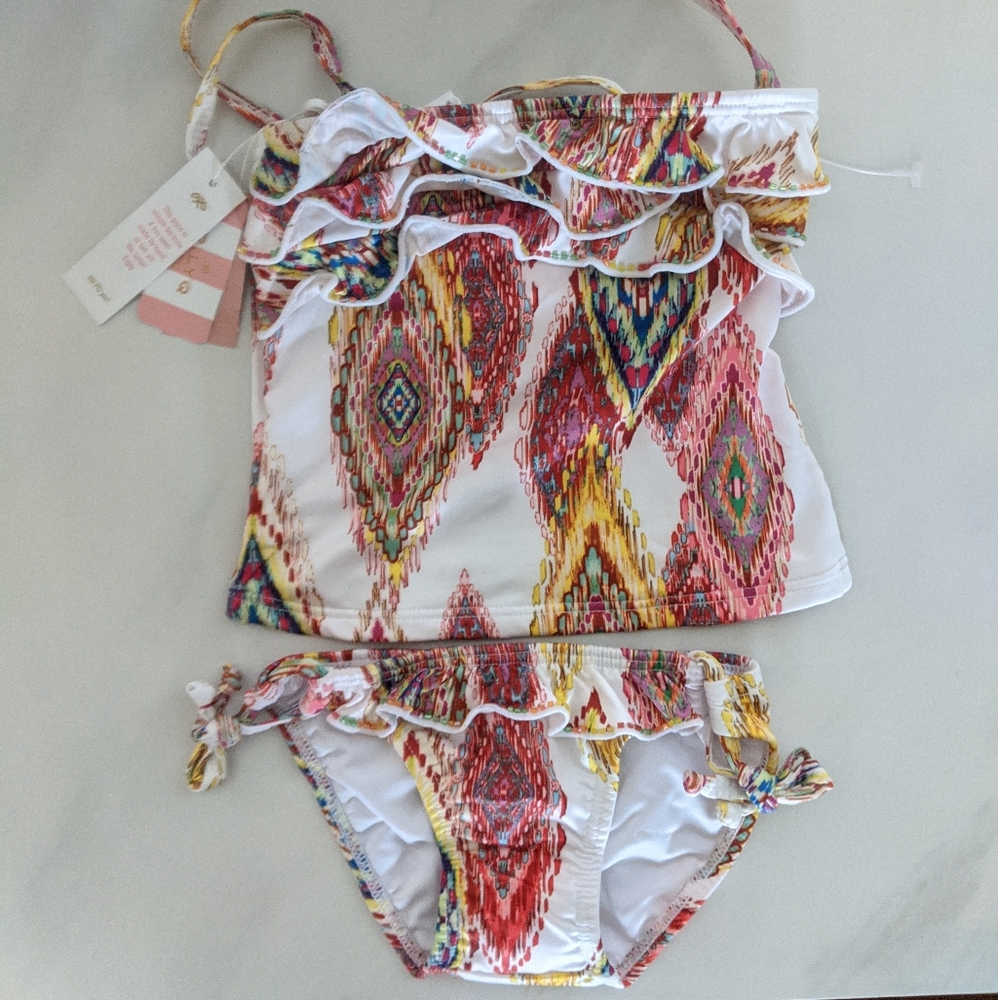 NWT Pilyq Girls Summer Swim Patara Ruffle Tankini